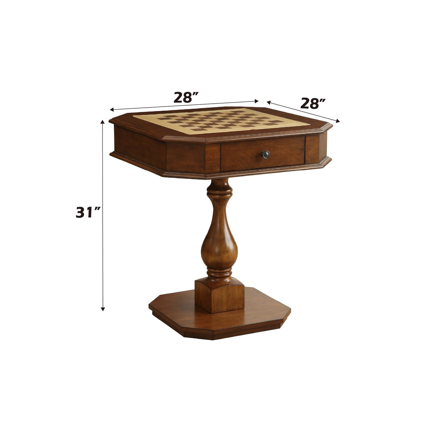ComeWay Chess Table, Reversible Chess Checker Game Table with 2 Drawers for Family Entertainment Room, 3-in-1 Square Game Tray for Chess Checker Backgammon, Cherry Finish