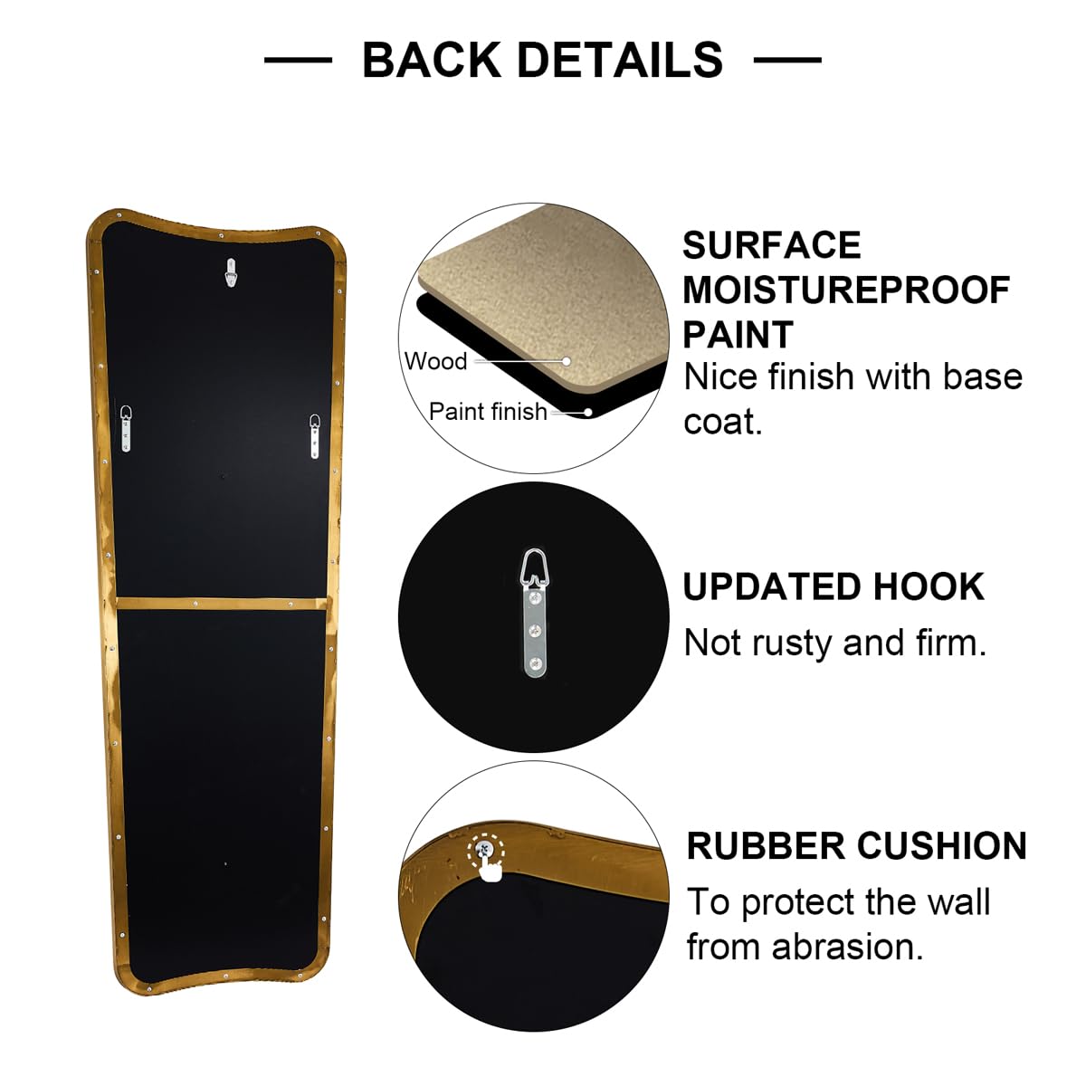ANDY STAR Full Length Mirror 21" x 64", Gold Decorative Full Body Mirror with Stainless Steel Thin Frame, Italian Curved Edge Design, Wall Mount or Leaning for Bedroom, Cloakroom, Living Room
