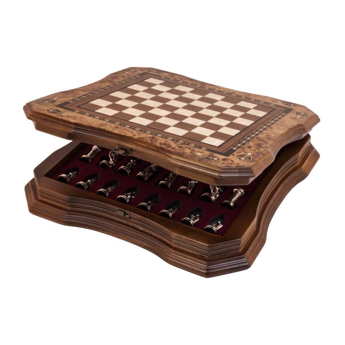 Handmade Chess Set Mosaic Art 15" - Wooden Chess shess Board with Metal Chess Pieces- Gift Item