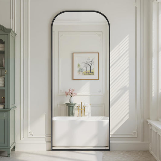 Anpark Oversized Floor Mirror - 71"x30" Arched Freestanding Full Body Mirror with Stand, Hanging or Wall Mounted for Living Room, Bedroom - Black