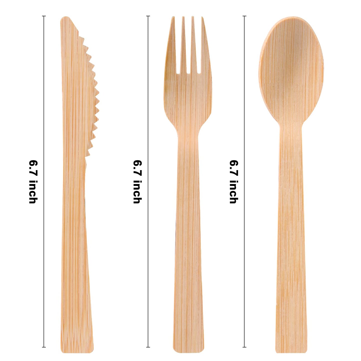 Pre Rolled Napkin and Bamboo Cutlery Set - 300Pack Bamboo Utensils/Compostable Cutlery(300 Forks, 300 Knives, 300 Spoons, 300 Napkins), Biodegradable Wrapped Cutlery for Party, Wedding, Events