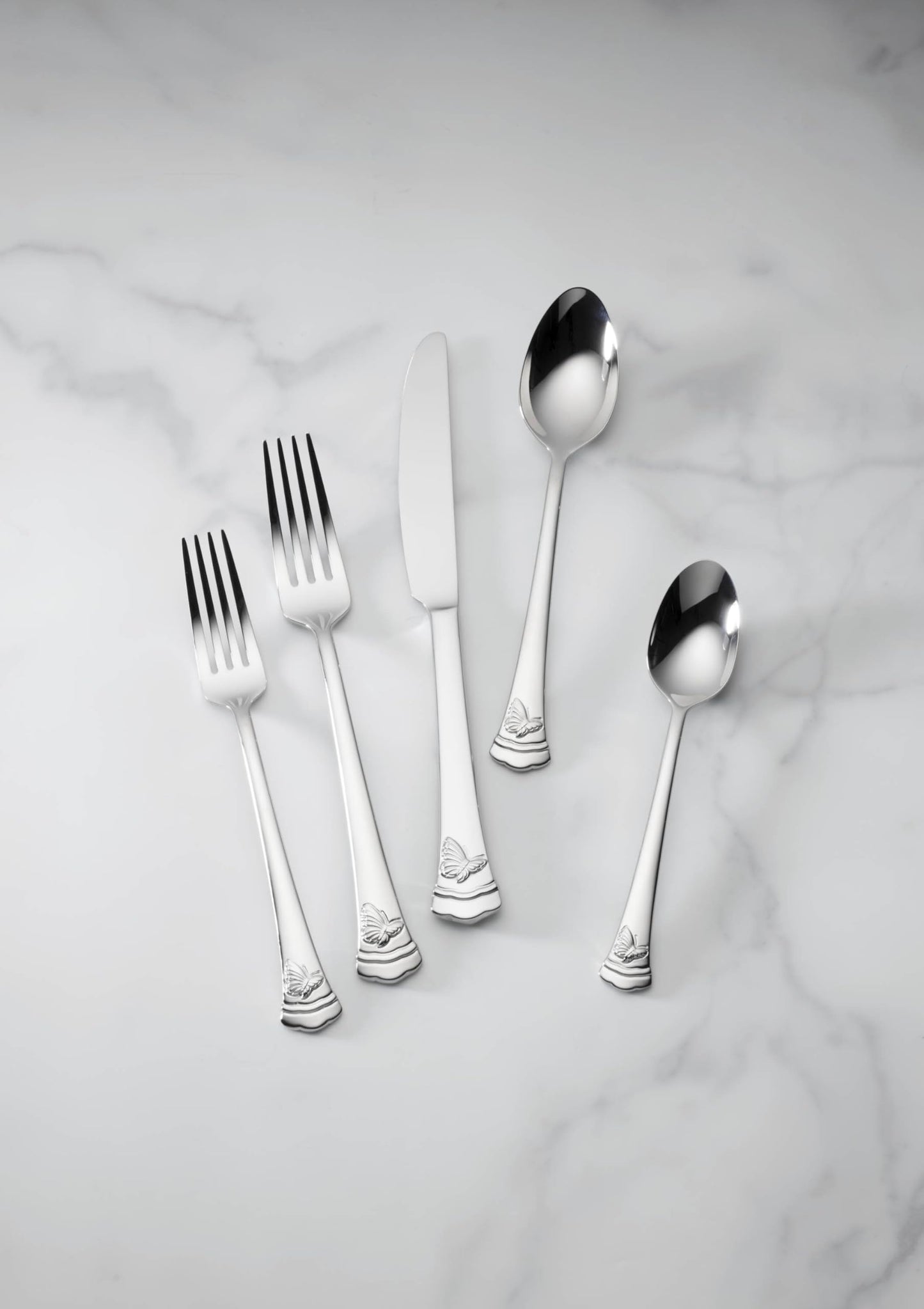 Lenox Silverware Set, Butterfly Meadow II Mirror 65-Piece Flatware Set, Service For 12, 18/10 Stainless Steel, Dishwasher Safe, Cutlery Sets, Utensils Sets, Knives Spoons & Forks (Silver, 65 Pieces)
