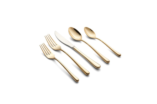 Cambridge Silversmiths Samantha Flatware Collection, 18/10 Stainless Steel, Dishwasher Safe, Gold Mirror, 20-Piece Flatware Set, Service for 4