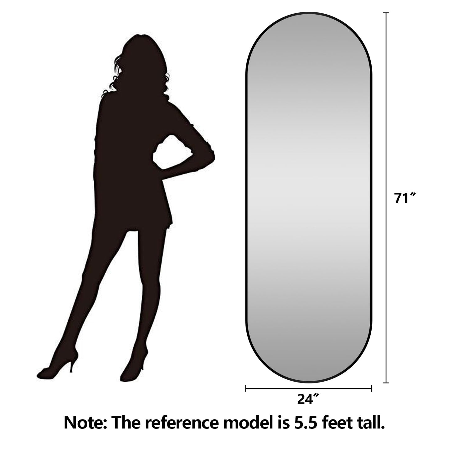 TheiaMo Oval Full Length Mirror, 71"×24" Wall-Mounted Floor Mirror with Metal Frame, Ultra-Clear Explosion-Proof Dressing Mirror, Simple and Classic Deco for Cloakroom/Bedroom/Living Room, Gold