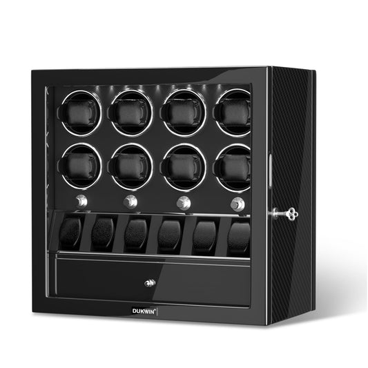 DUKWIN Watch Winder for 8 Automatic Watches, Lockable,6 Watch Storage Places and Jewelry Storage, Super Quiet Mabuchi Motor