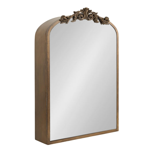 Kate and Laurel Arendahl Vintage Arched Jewelry Cabinet with MIrror, 20 x 6 x 30, Gold, Mirrored Arch Wall Cabinet for Bathroom Storage or Bedroom Jewelry Station with Soft-Close Hinges