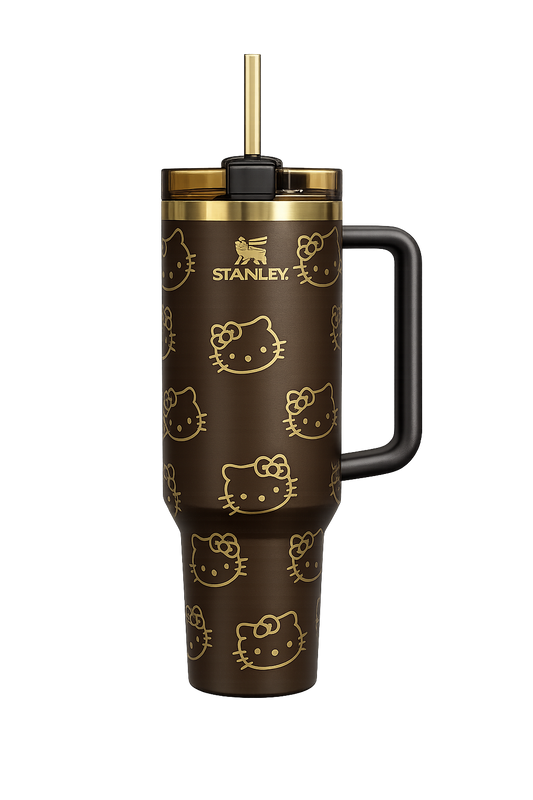 Stanley x Hello Kitty Quencher H2.0 FlowState Tumbler – Chocolate Brown Limited Edition Insulated Travel Mug with Handle & Straw