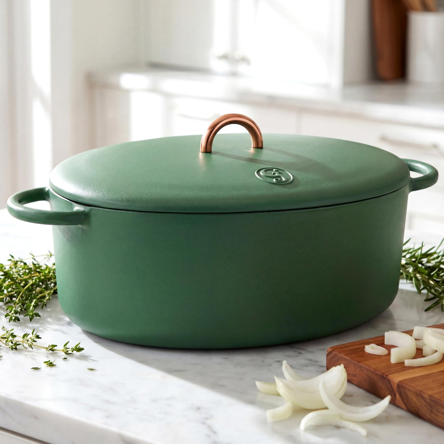 Great Jones Dutchess Cast Iron Dutch Oven Pot With Lid (Broccoli) - Large 6.75 Quart Size, Dual Handles - All Stovetop Safe - 500° Dutch Oven For Bread Baking | Dishwasher Friendly