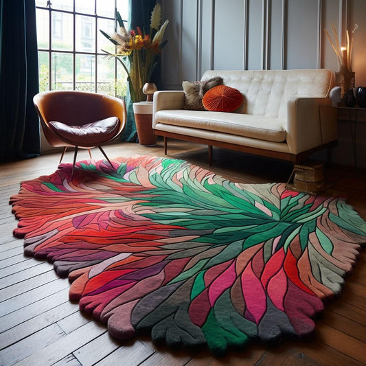 Restoration and Renovation Handmade Irregular Shape Wool Area Rug | Unique Contemporary Botanical Design, Thick & Soft Carpet | Perfect for Living Room, Bedroom Decor (Multi A, 6' x 8')