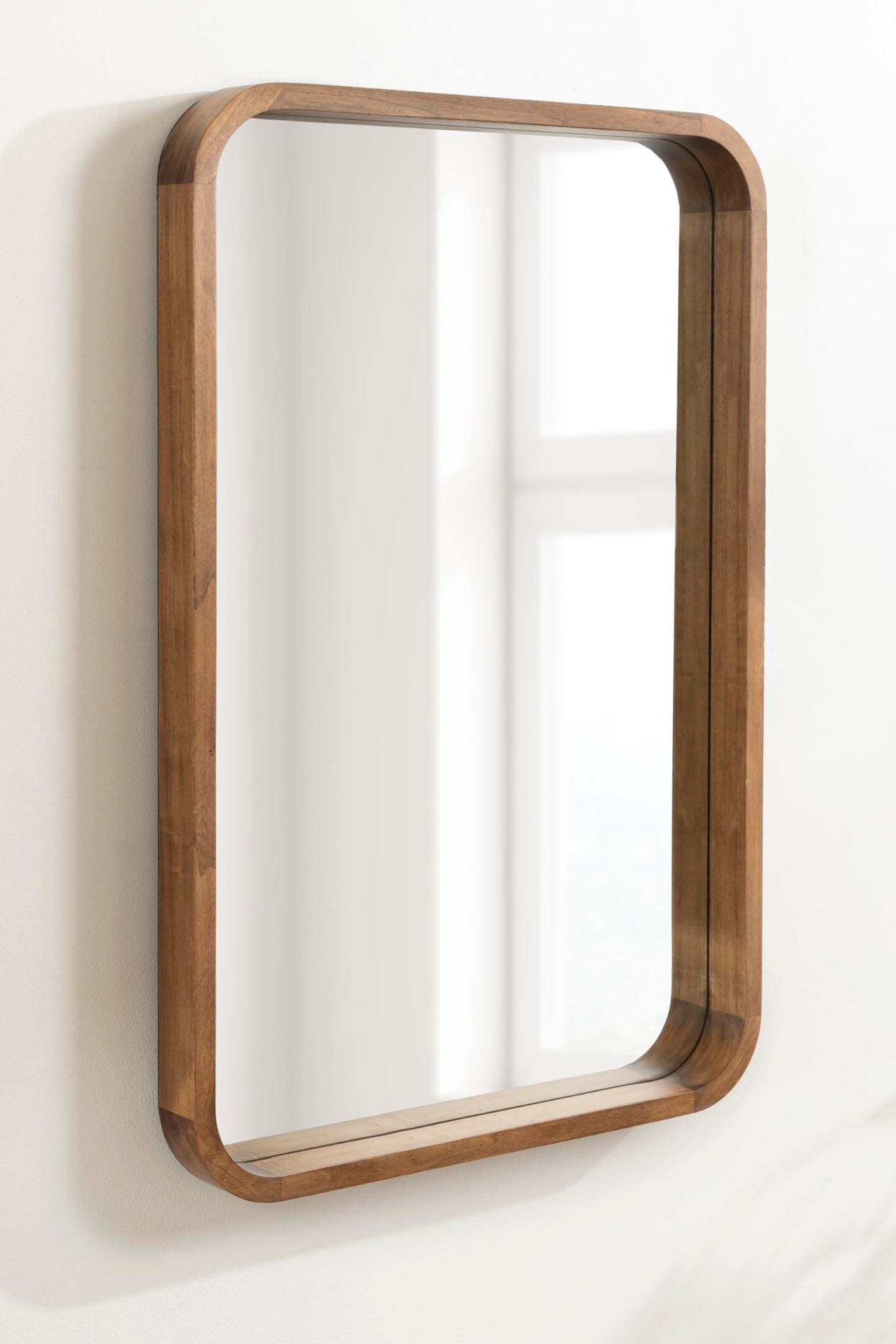 Kate and Laurel Hutton Modern Rounded Rectangle Wall Mirror; 24 x 36; Natural Rustic; Decorative Farmhouse Rectangular Wall Decor for Bathroom Mirror for Over Sink