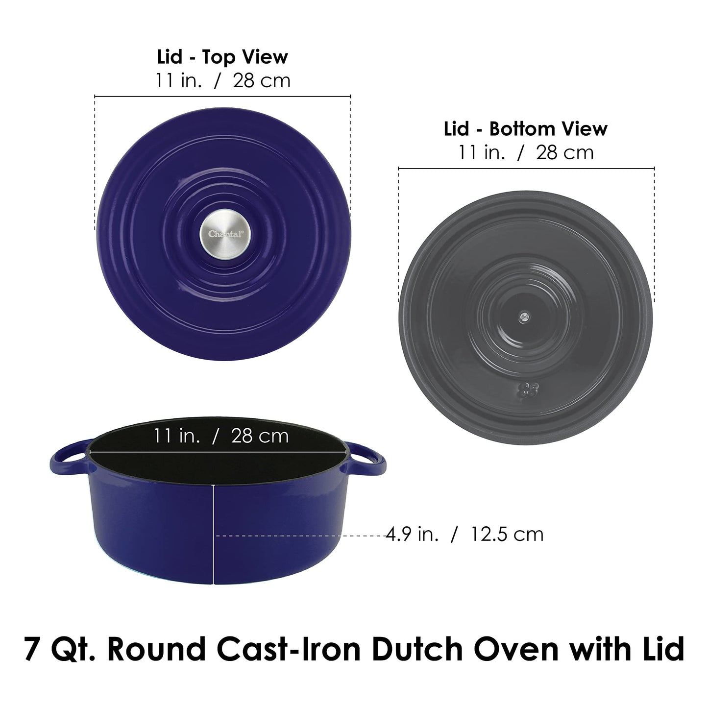 Chantal Cast Iron Dutch Oven Set, 3 and 7 qt, US Formulated Premium Enamel, Cobalt Blue
