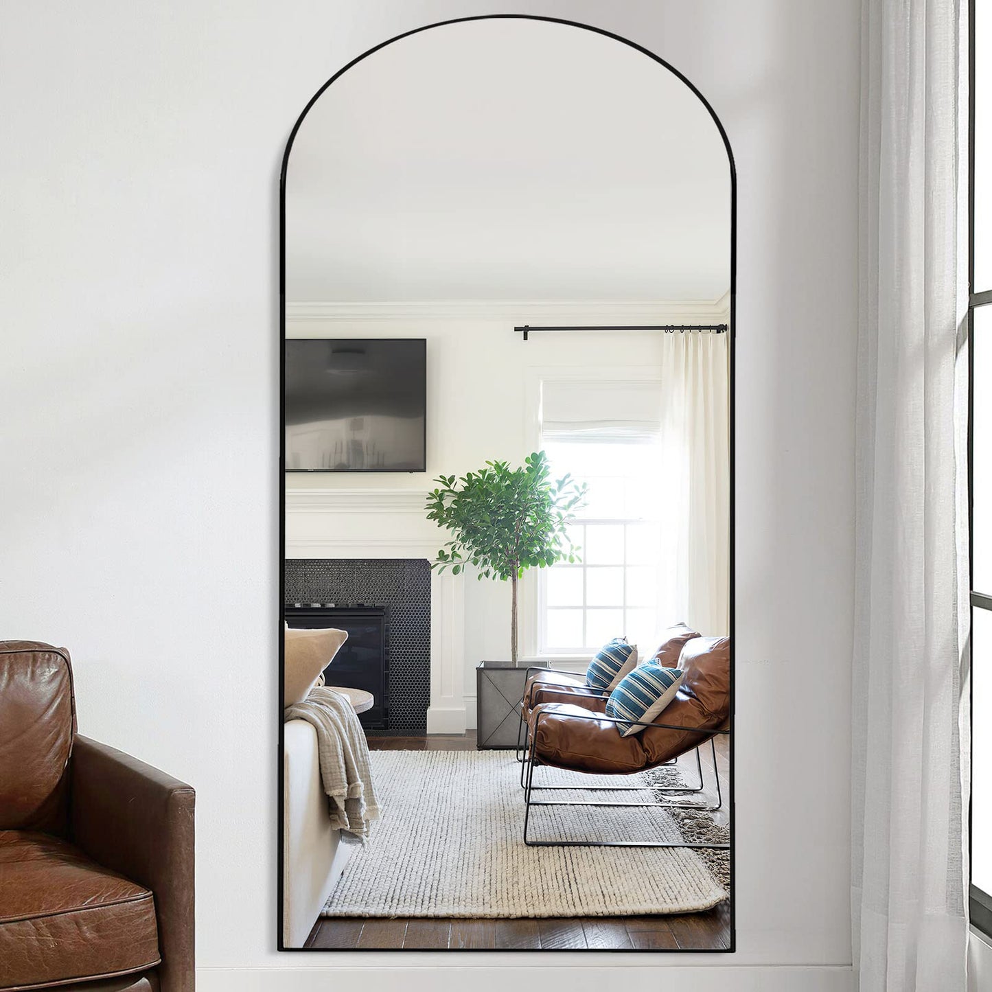 PexFix Full Length Mirror, 71''x31''Black Arched Mirror Large Floor Mirror Standing Leaning Hanging [71''x32''-Black]