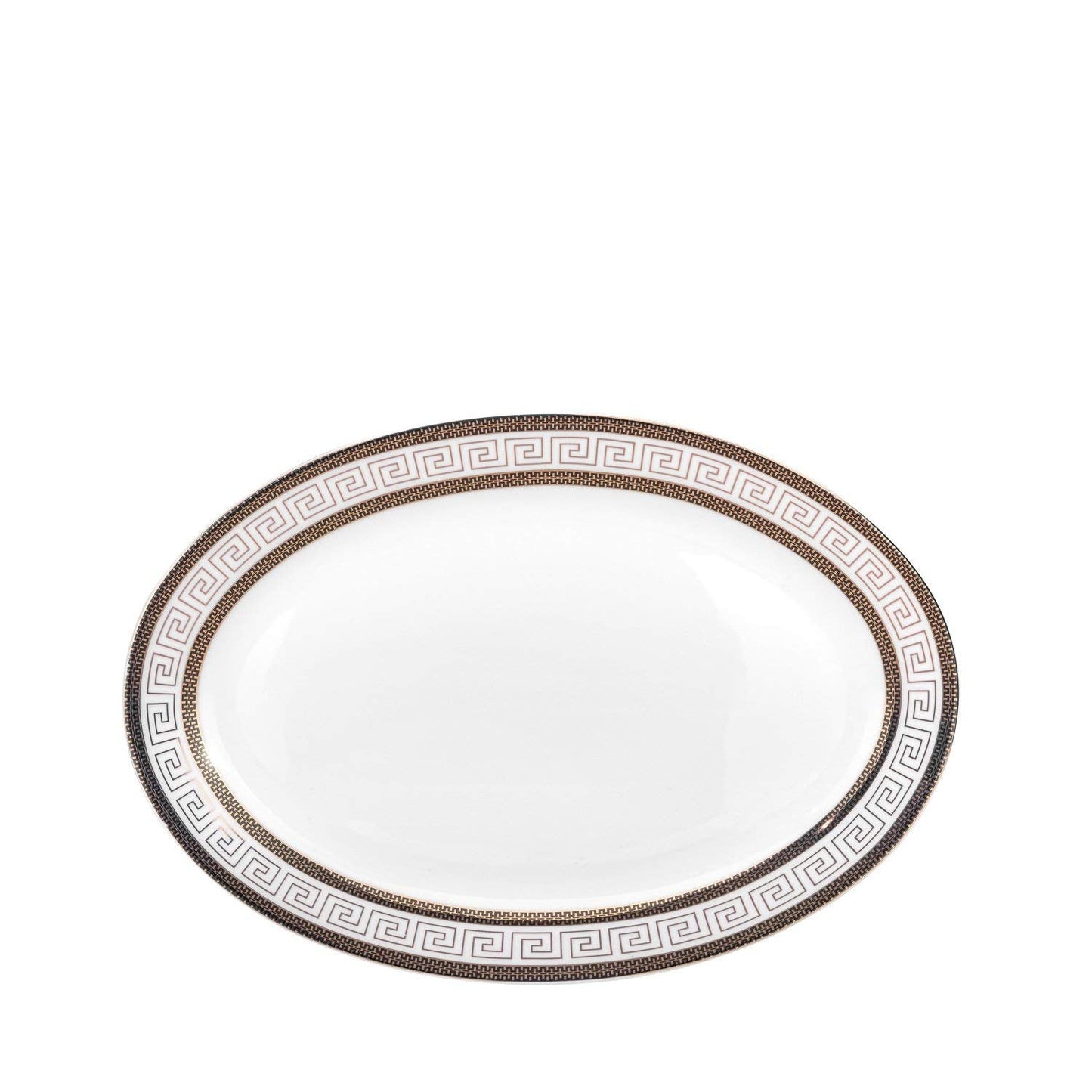Euro Porcelain 57-pc Banquet Dinnerware Set, Luxury Tableware Dining Service for 8 (Greek Key Dark)