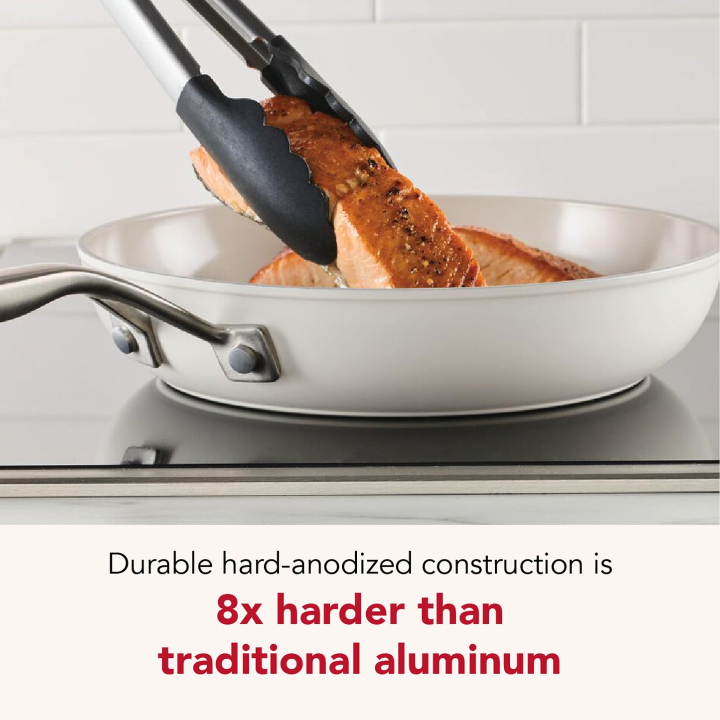 KitchenAid Hard Anodized Ceramic Induction Nonstick Pots and Pans with Saucepans, Frying Pans, Stockpot, and Lids, Dishwasher Safe, 9 Piece Cookware Set with Stainless Steel Handles - Porcelain White