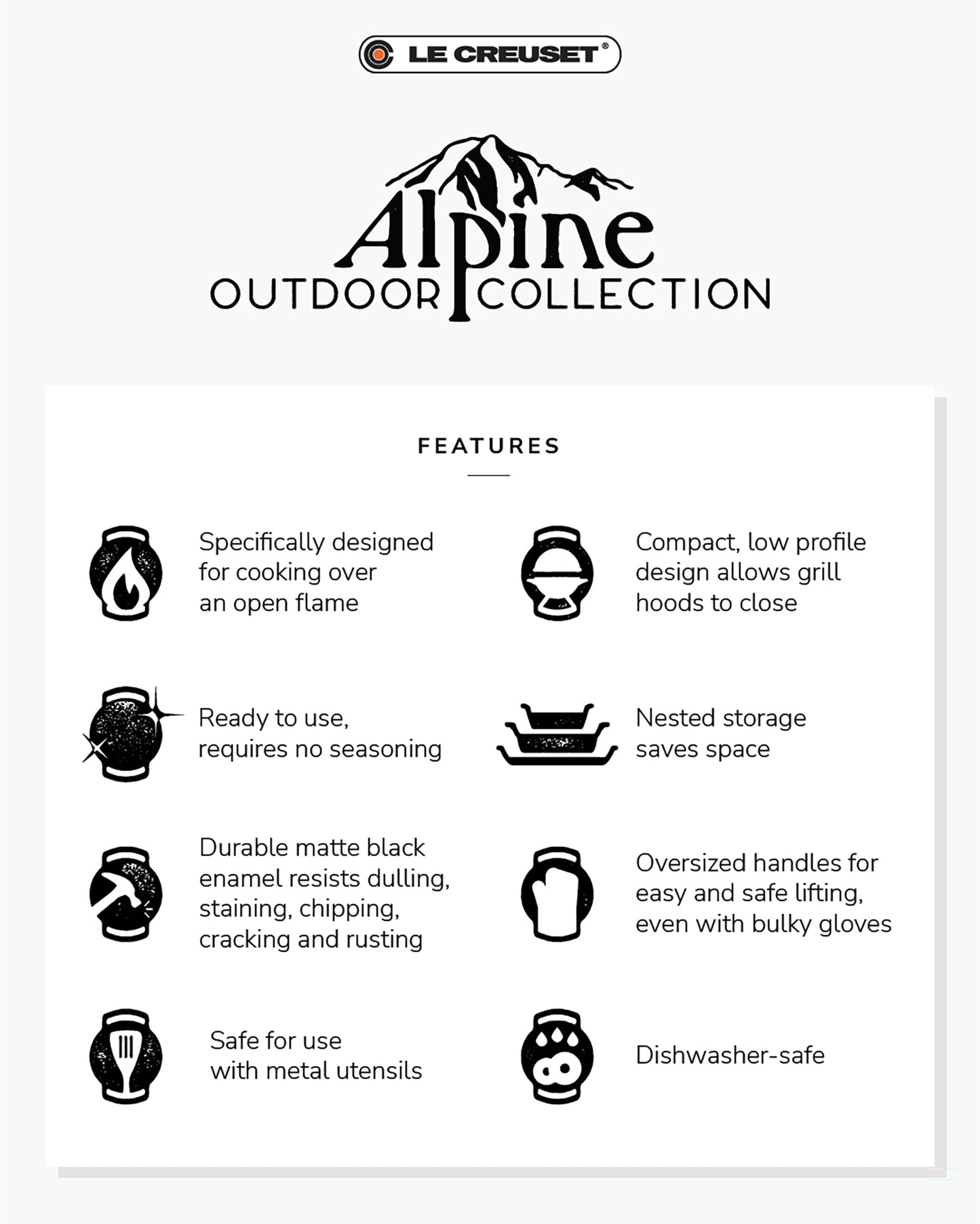 Le Creuset Alpine Outdoor Collection Enameled Cast Iron Round Dutch Oven, 4.25 qt.
