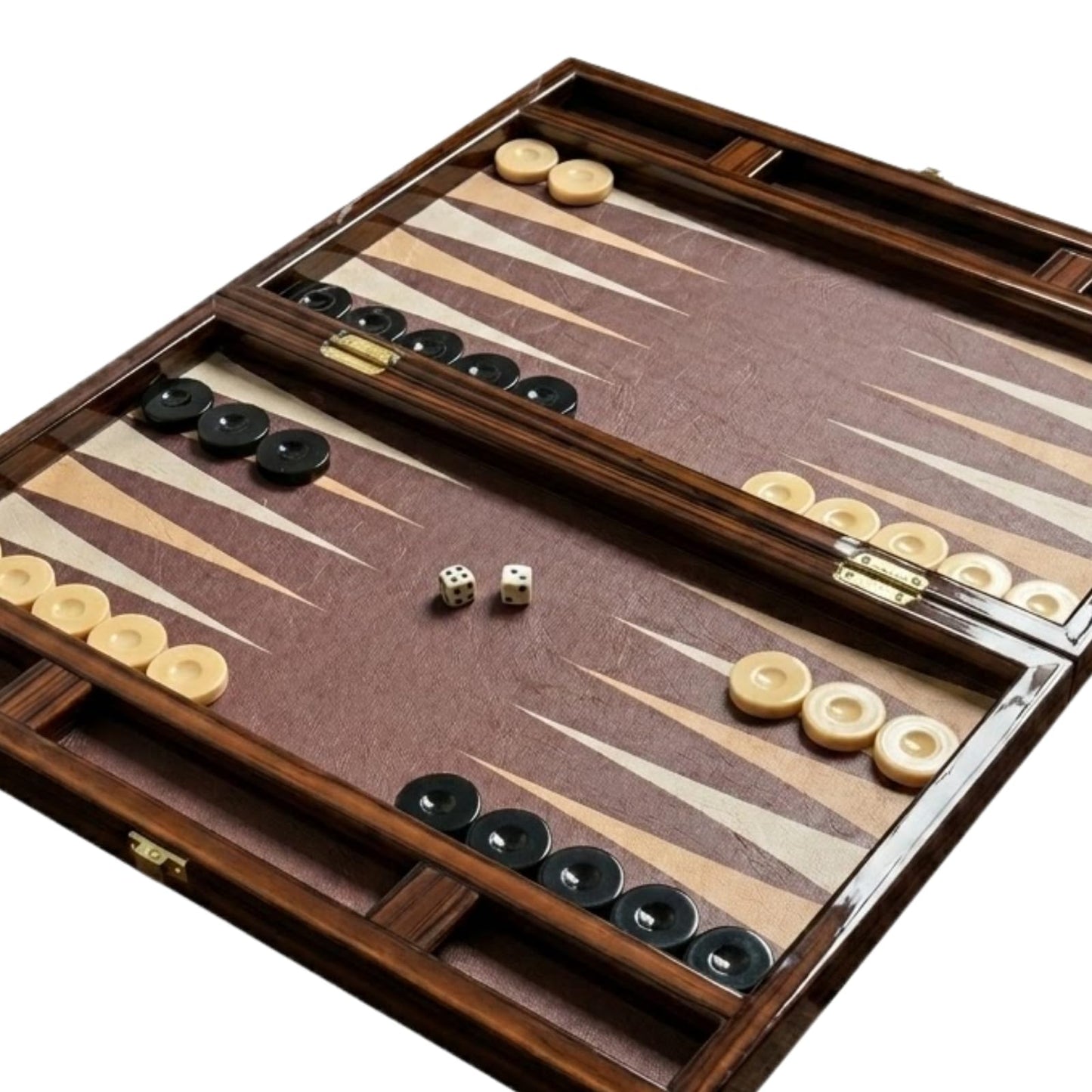 Turkish Backgammon Set for Adults, 19 Inch Luxury Ebony & Leather Backgammon Board, Premium Foldable Travel Game with Acrylic Checkers & Dice, Elegant Gift Choice for 2 Players