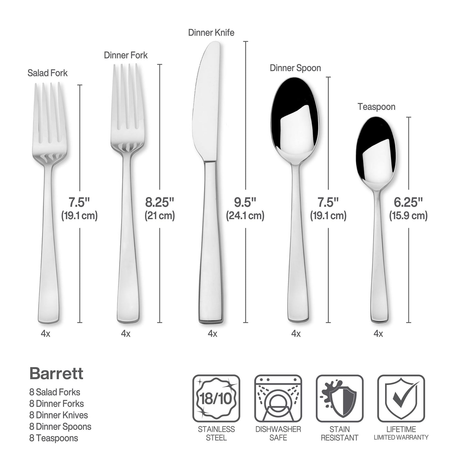 Mikasa Barrett 18.10 45 Piece Stainless Steel Cutlery Set, Service For 8