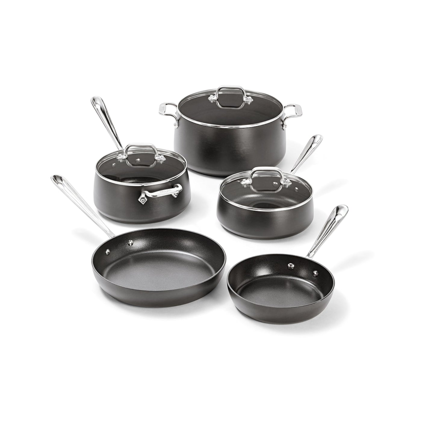 All-Clad HA1 Hard Anodized Nonstick (8-Piece) Pots and Pans Set Non Stick Cookware Sets, Oven Broiler Safe 500F, Black
