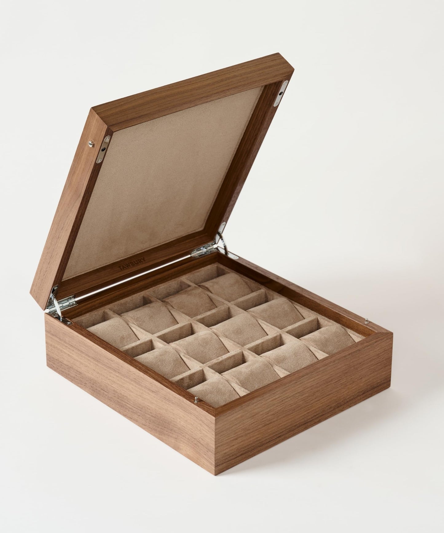TAWBURY Wooden Watch Case - 12 Slot Wood Watch Box for Men & Women with Protective Fully Lined Interior and 2-inch Wide Pillows for Small & Large Watches (Classic Walnut)