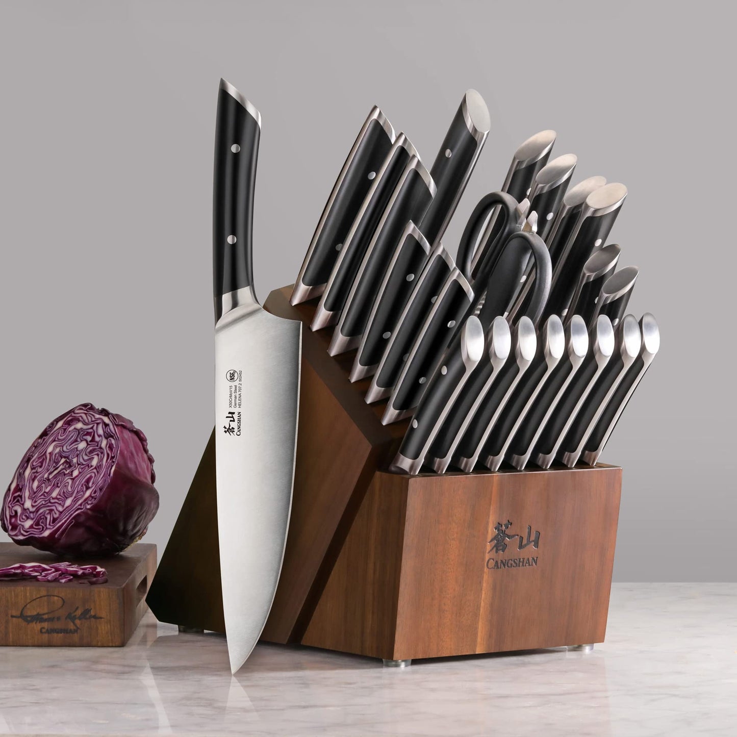 Cangshan HELENA Series German Steel Forged Knife Block Set (23-Piece, Black)