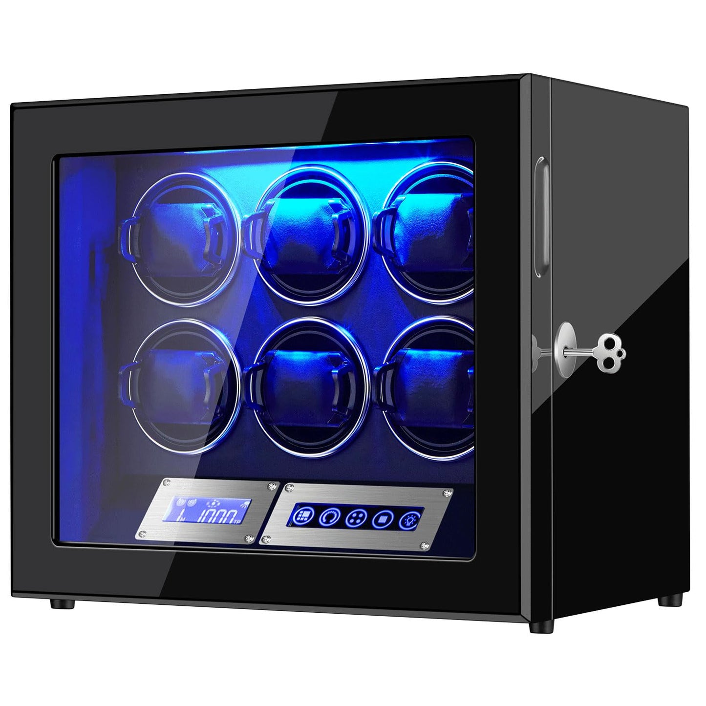 GCCRGRC Watch Winder 6 Slots Automatic Watches,Ultra-Quiet Japanese Motors, Built-in LED Illumination and LCD Touchscreen Control