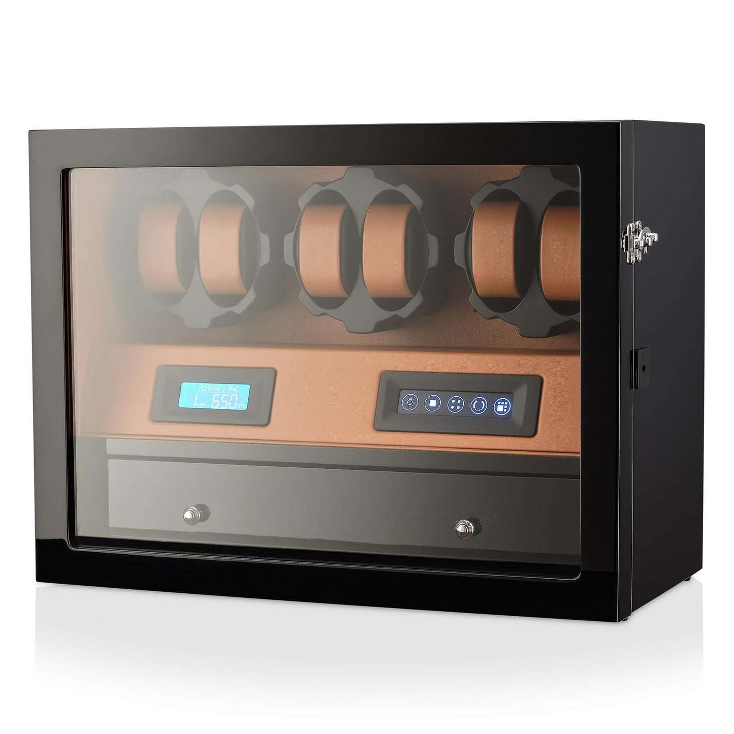 Automatic Watch Winder with 6 Storage Slots, LED Light and Automatic Motor-Stop Option