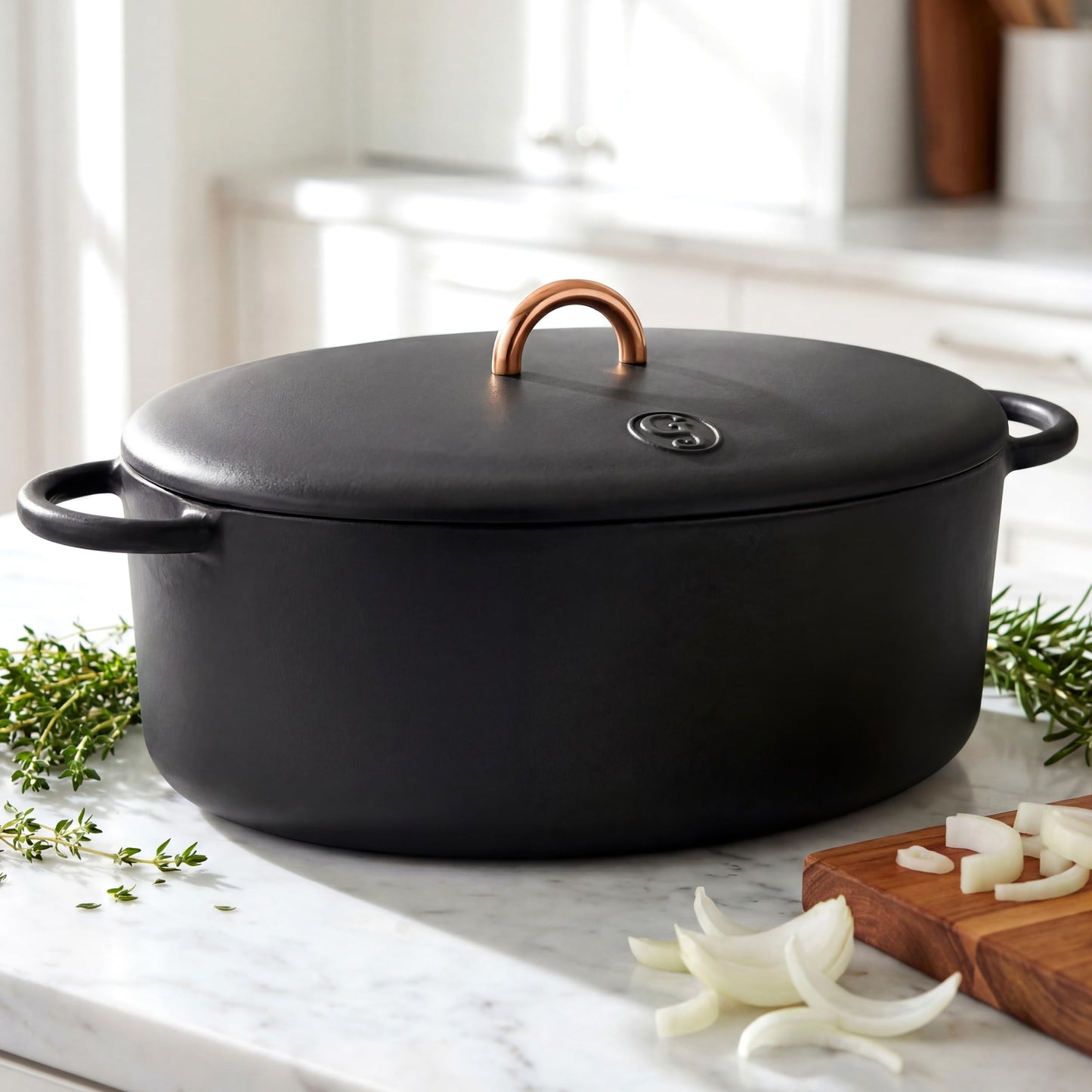 Great Jones Dutchess Cast Iron Dutch Oven Pot With Lid (Pepper) - Large 6.75 Quart Size, Dual Handles - All Stovetop Safe - 500° Dutch Oven For Bread Baking | Dishwasher Friendly