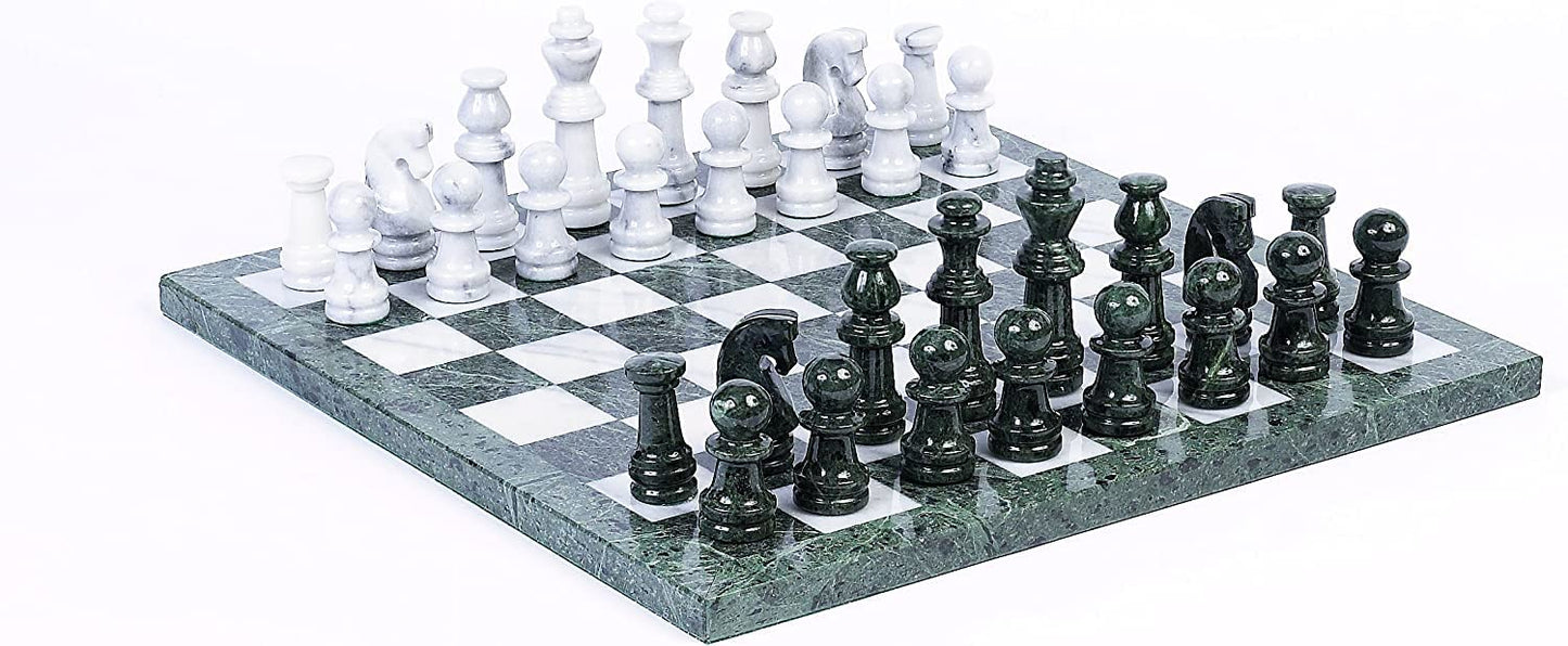 Central Park South Deluxe Marble Chess Set Extra Large King Height 4 1/4"