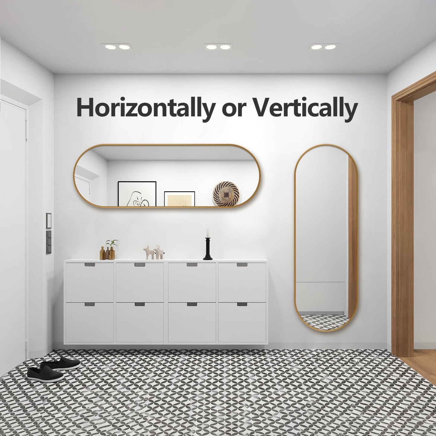 TheiaMo Oval Full Length Mirror, 71"×24" Wall-Mounted Floor Mirror with Metal Frame, Ultra-Clear Explosion-Proof Dressing Mirror, Simple and Classic Deco for Cloakroom/Bedroom/Living Room, Gold