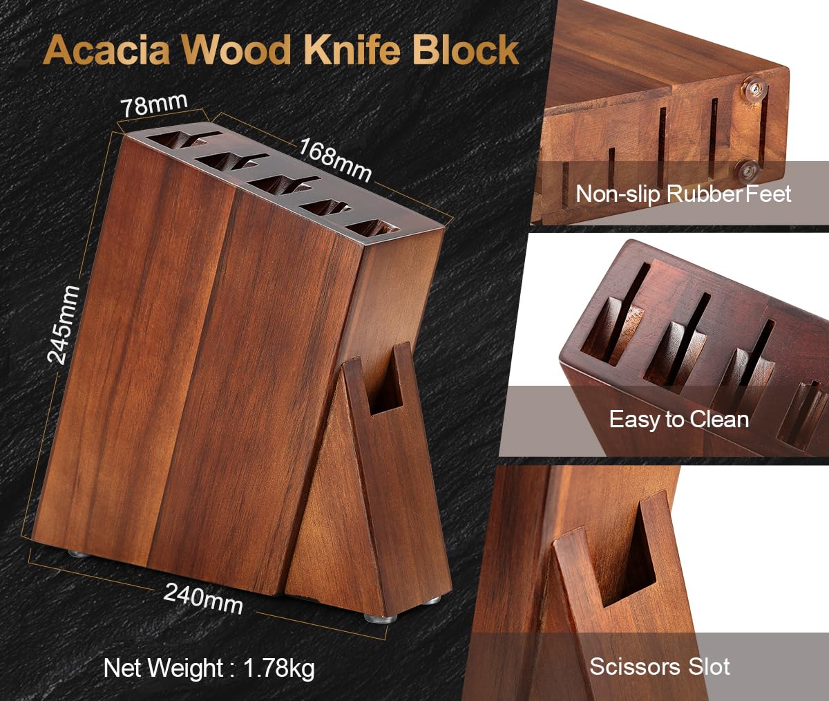 XINZUO Kitchen Knife Block Set,7-Piece Damascus Cooking Knife Set with Kitchen Shears for Professional Chefs and Home Cooking,Pakkawood Handle, Gift Box
