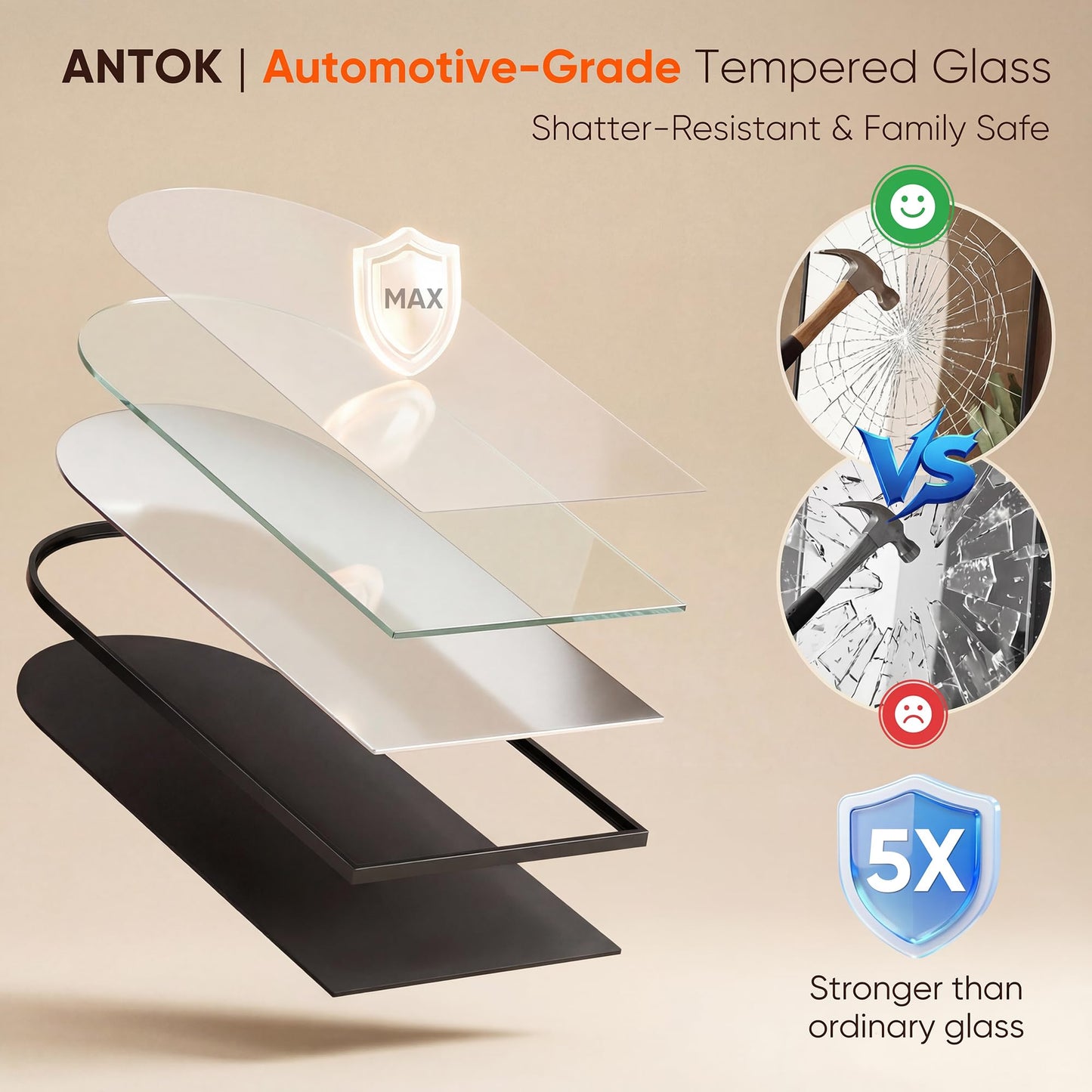 Antok 81" x41” Arched Full Length Floor Mirror, Black Aluminum Frame, Free Standing/Wall Mount/Leaning for Bedroom, Living Room, Dressing Room