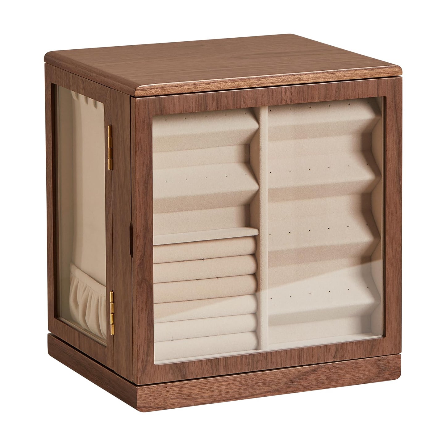 Homruilink Black Walnut Wooden Jewelry Box - 360° Rotating Jewelry Organizer for Women with 5 Drawers for Rings,Necklaces,Earrings and Bracelets -Large Storage Case - Ideal Gift