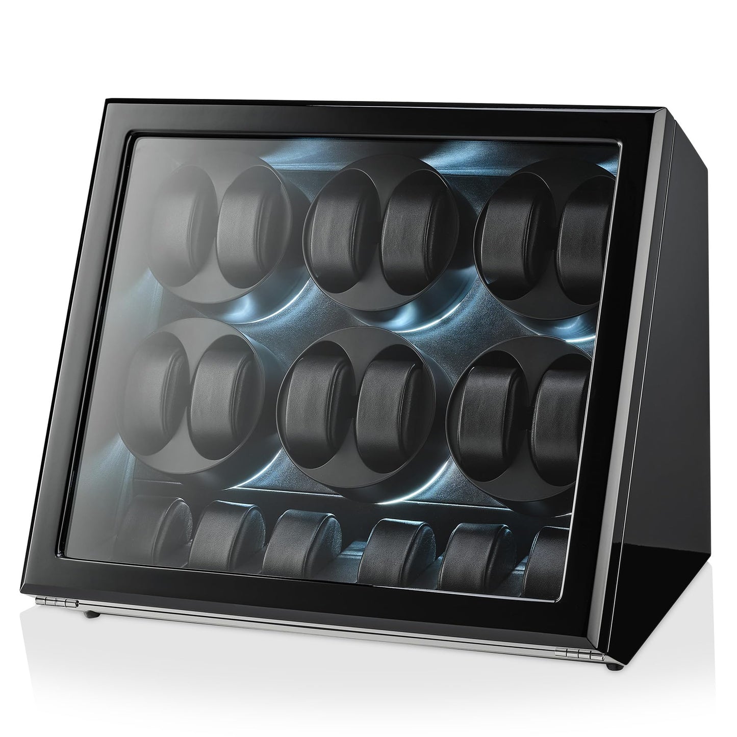 TIMECUBE 12 Watch Winder with 6 Storage Slots, LED Light and Automatic Motor-Stop