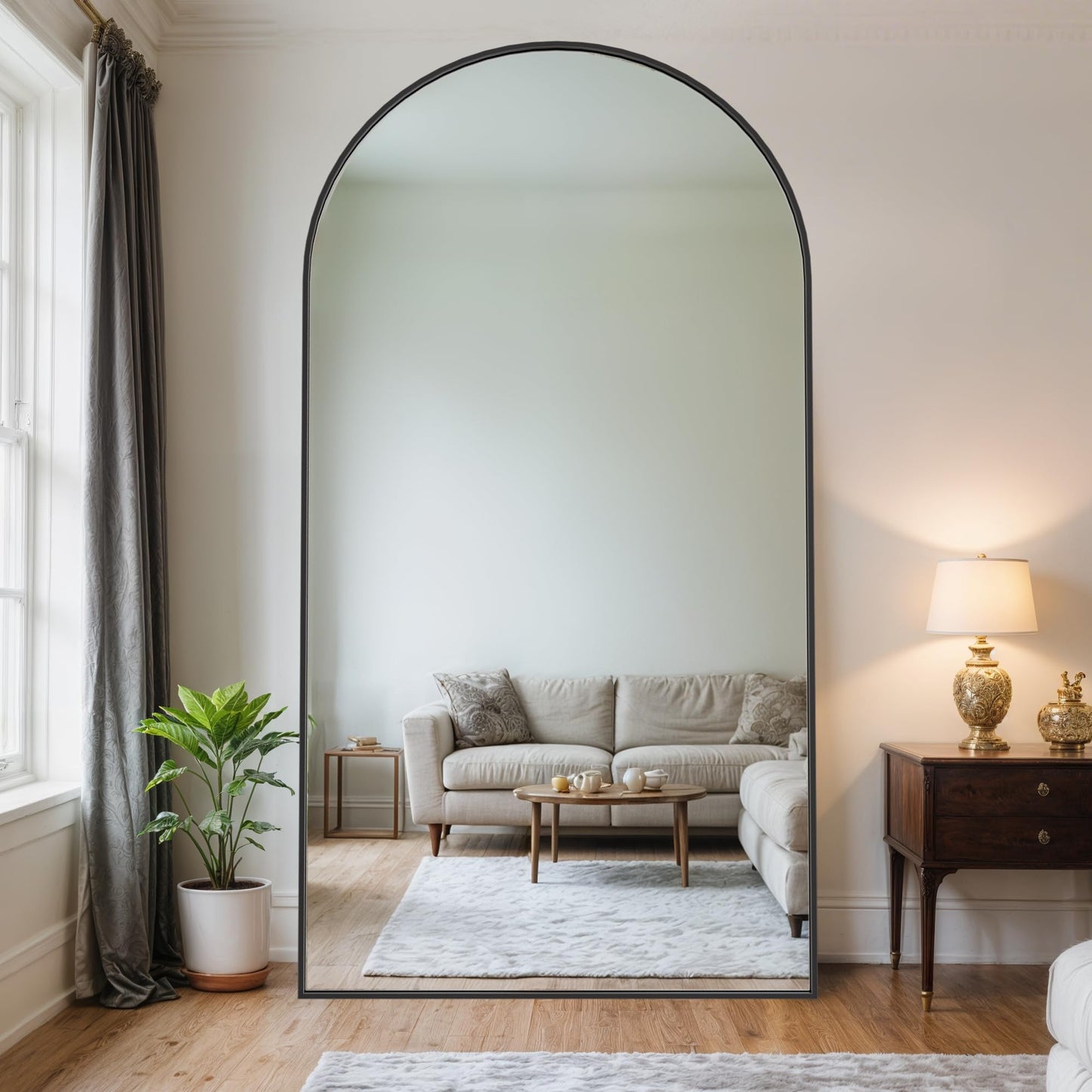 Novlux Full Length Mirror, 81" x 41" Arched Full Body Mirror Large Standing Floor Mirrors, Mirrors for Bedroom, Bathroom, Living Room Standing or Wall Leaning, Black