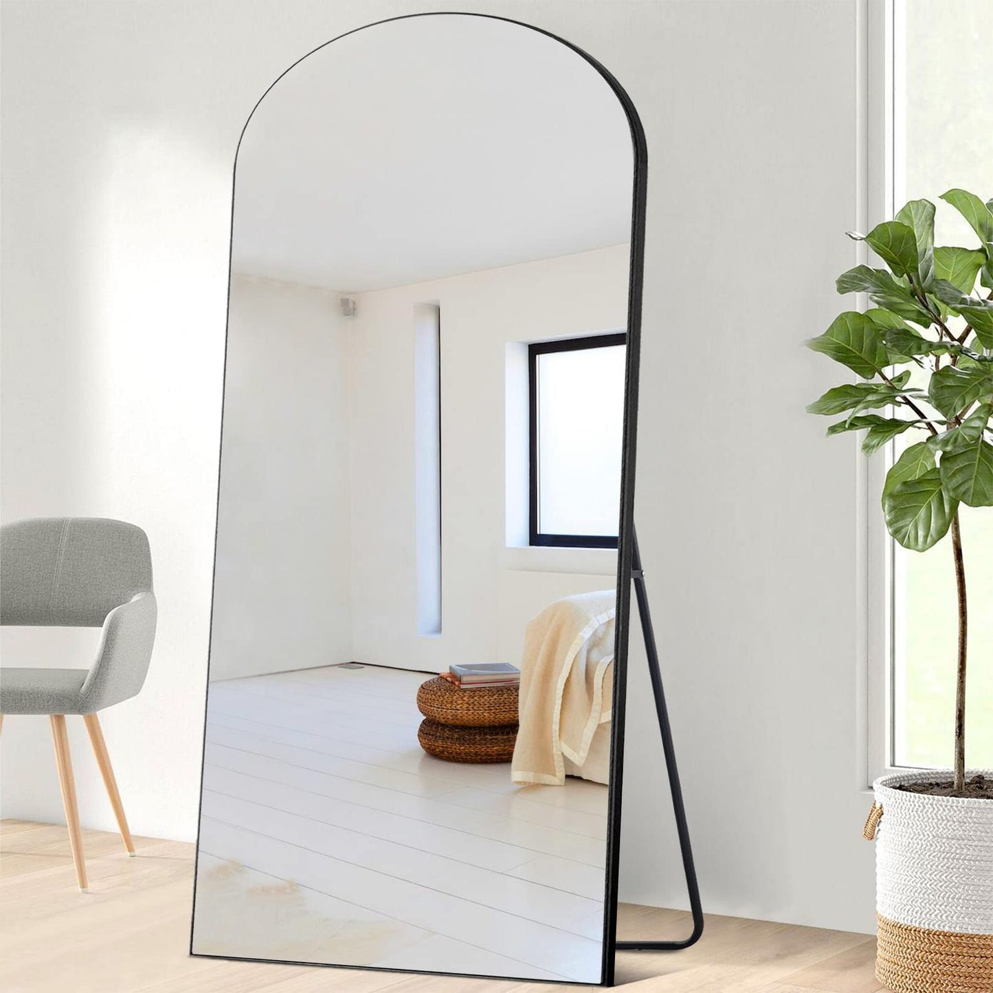 PexFix Full Length Mirror, 71''x31''Black Arched Mirror Large Floor Mirror Standing Leaning Hanging [71''x32''-Black]