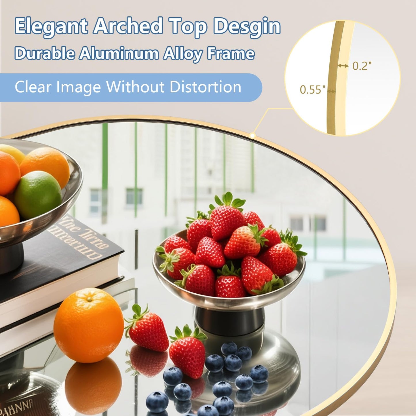 Oversized Floor Mirror Full Length 82"X44", Extra Large Arched Full Length Mirror with Stand, Tempered Glass Gold Standing Mirror for Bedroom Living Room Clothing Store Gym, Aluminum Alloy Frame
