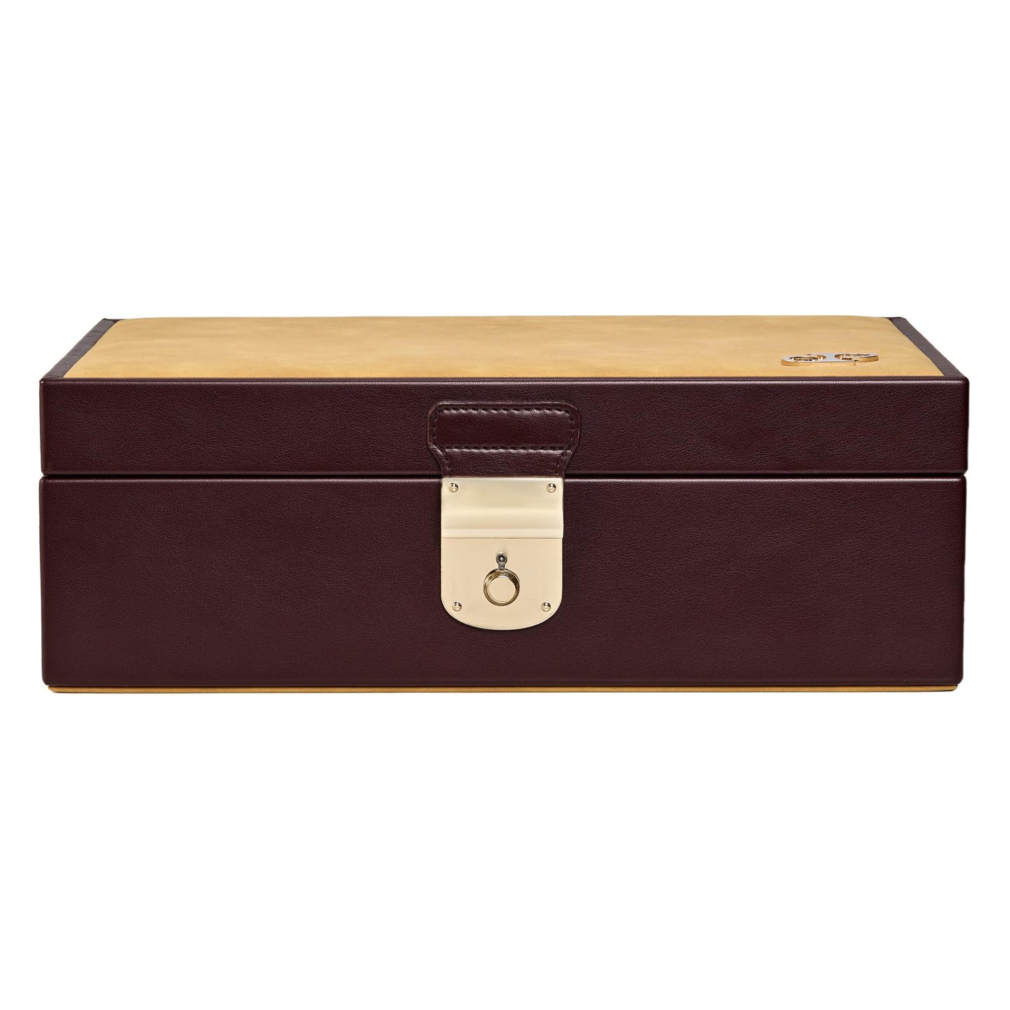 WOLF Philipp Watch and Jewelry Lifestyle Box, Chestnut - Watch Cuff, Cufflink/Ring Tray, Stationery Storage - Ultra-Suede LusterLoc Lining