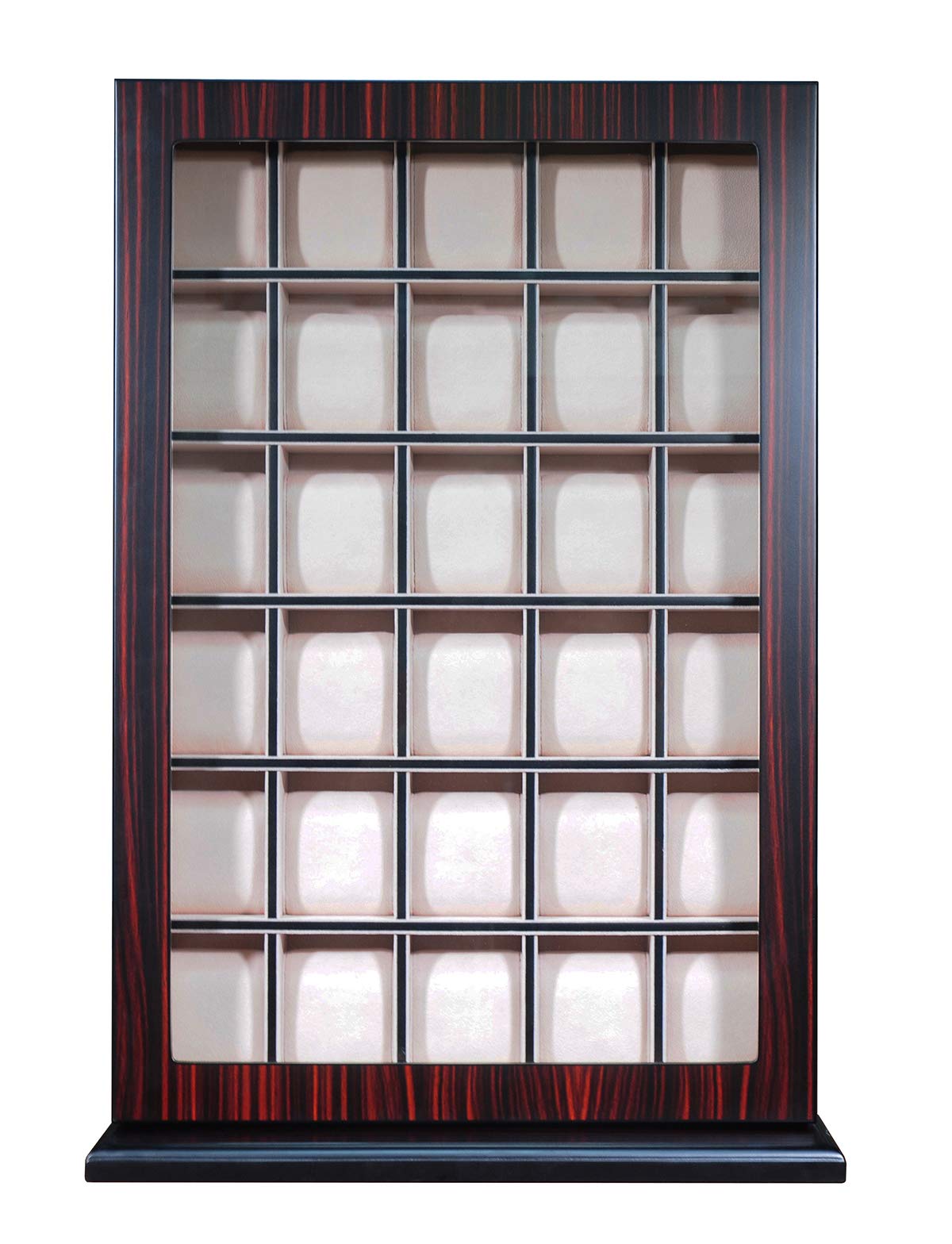 TIMELYBUYS 30 Piece Ebony Wood Watch Display Wall Hanging Case and Storage Organizer Box and Stand Father's Day Gift
