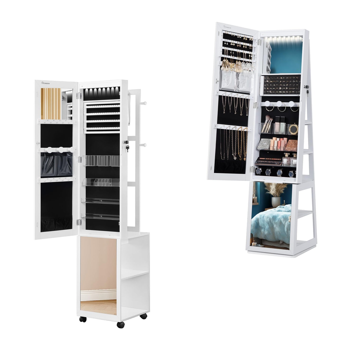Hzuaneri 8 LEDs Jewelry Cabinet Armoire JC17003BJC15903B