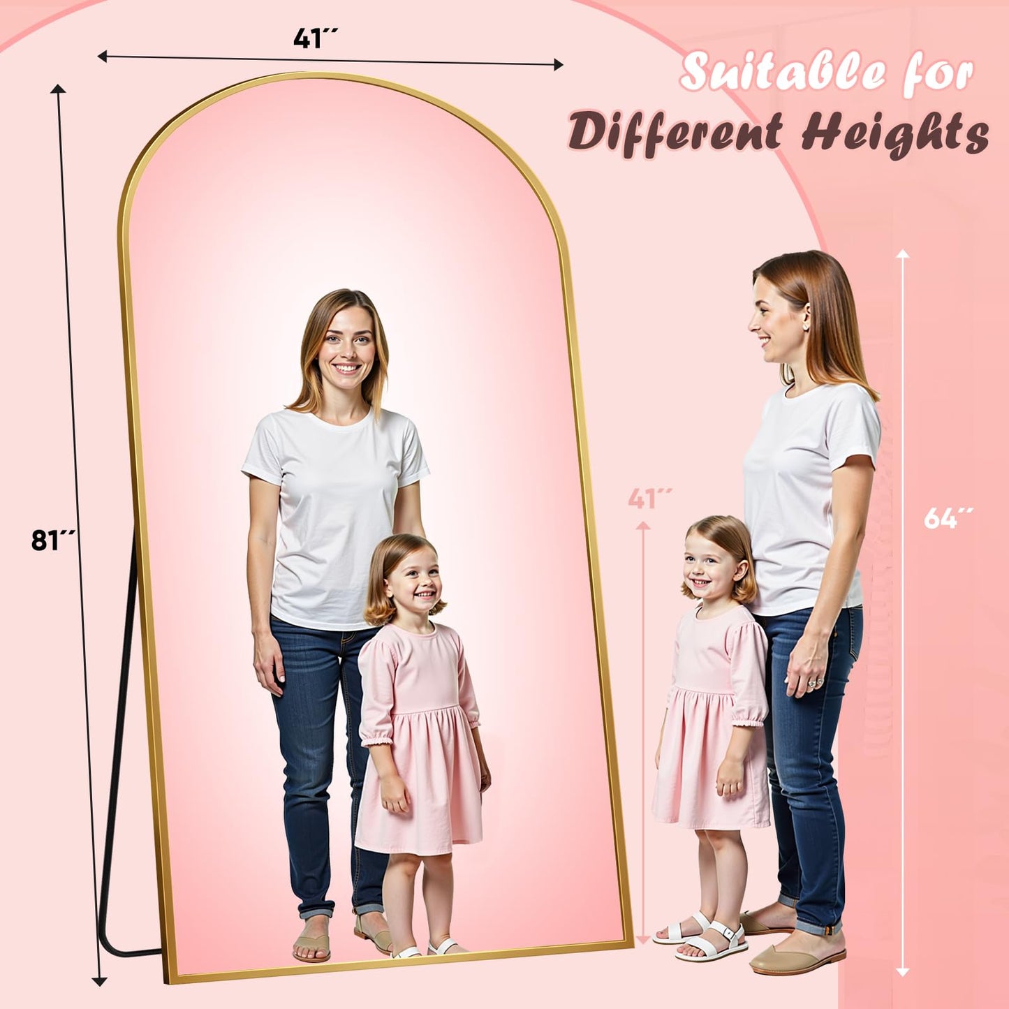 Novlux Full Length Mirror, 81" x 41" Arched Full Body Mirror Large Standing Floor Mirrors, Mirrors for Bedroom, Bathroom, Living Room Standing or Wall Leaning, Gold