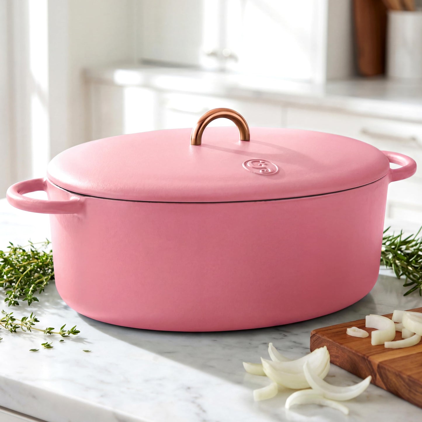Great Jones Dutchess Cast Iron Dutch Oven Pot With Lid (Taffy) - Large 6.75 Quart Size, Dual Handles - All Stovetop Safe - 500° Dutch Oven For Bread Baking | Dishwasher Friendly