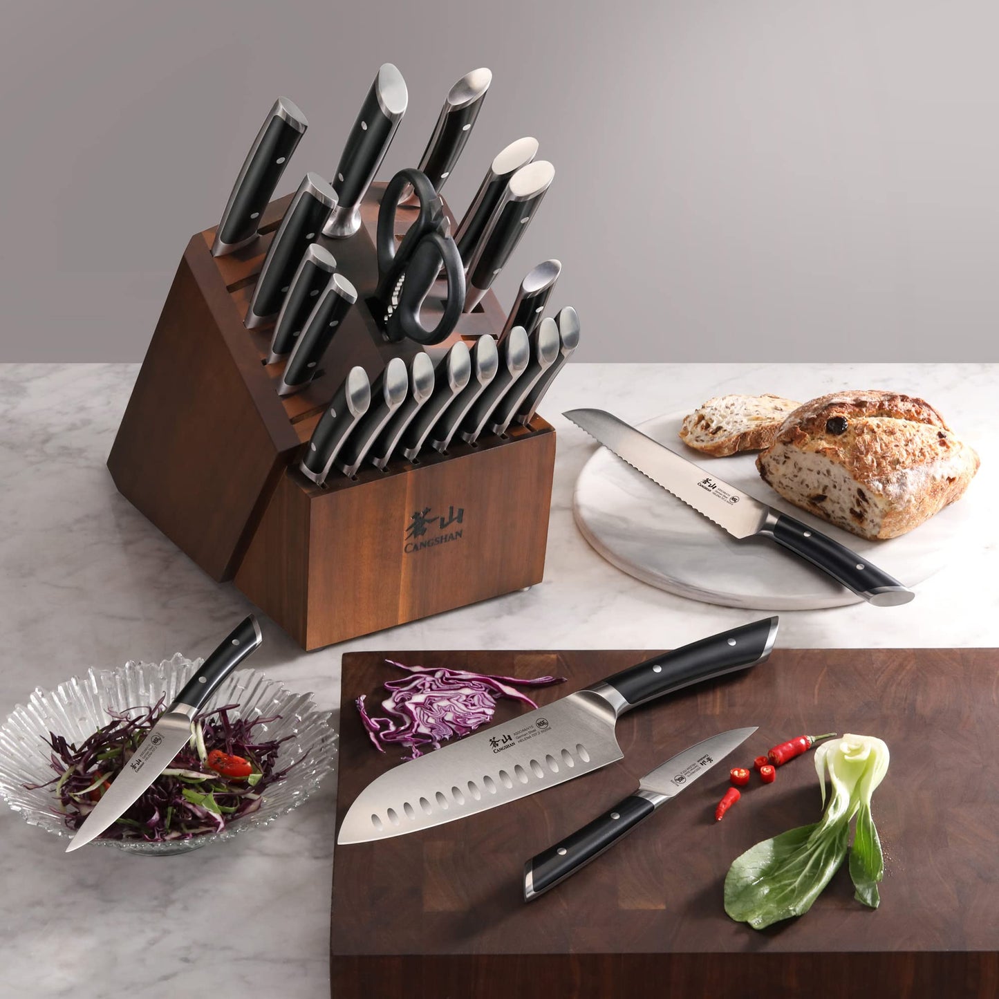 Cangshan HELENA Series German Steel Forged Knife Block Set (23-Piece, Black)