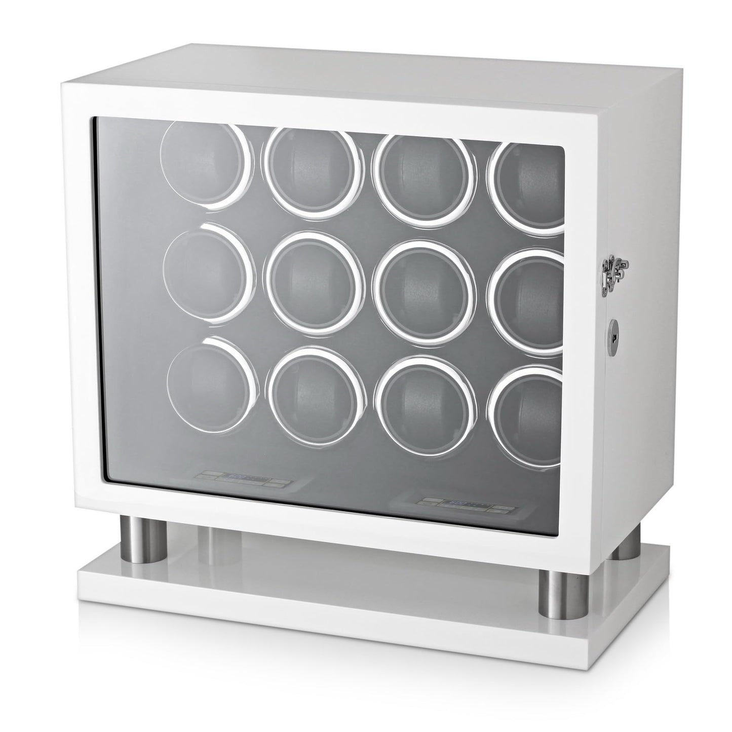 12 Watch Winder for Automatic Watches with LED Light and LCD Touchscreen Control (White)