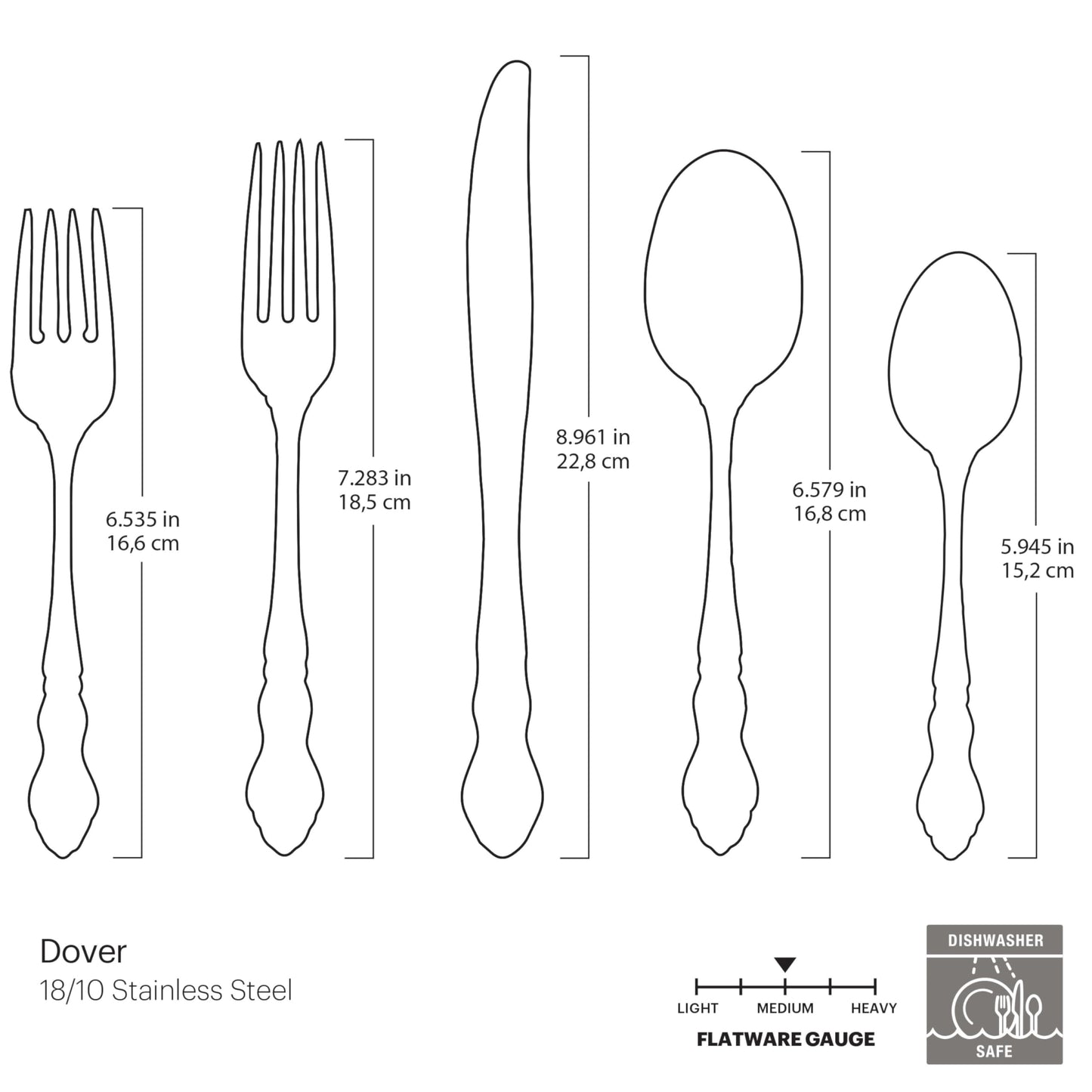 Oneida Silverware Set For 8, Dover 45-Piece Fine Flatware Set with Serving Utensils, Service For 8, 18/10 Stainless Steel, Ornate Pattern, Dishwasher Safe, Knives Spoons & Forks Set (Silver 45 Pieces)