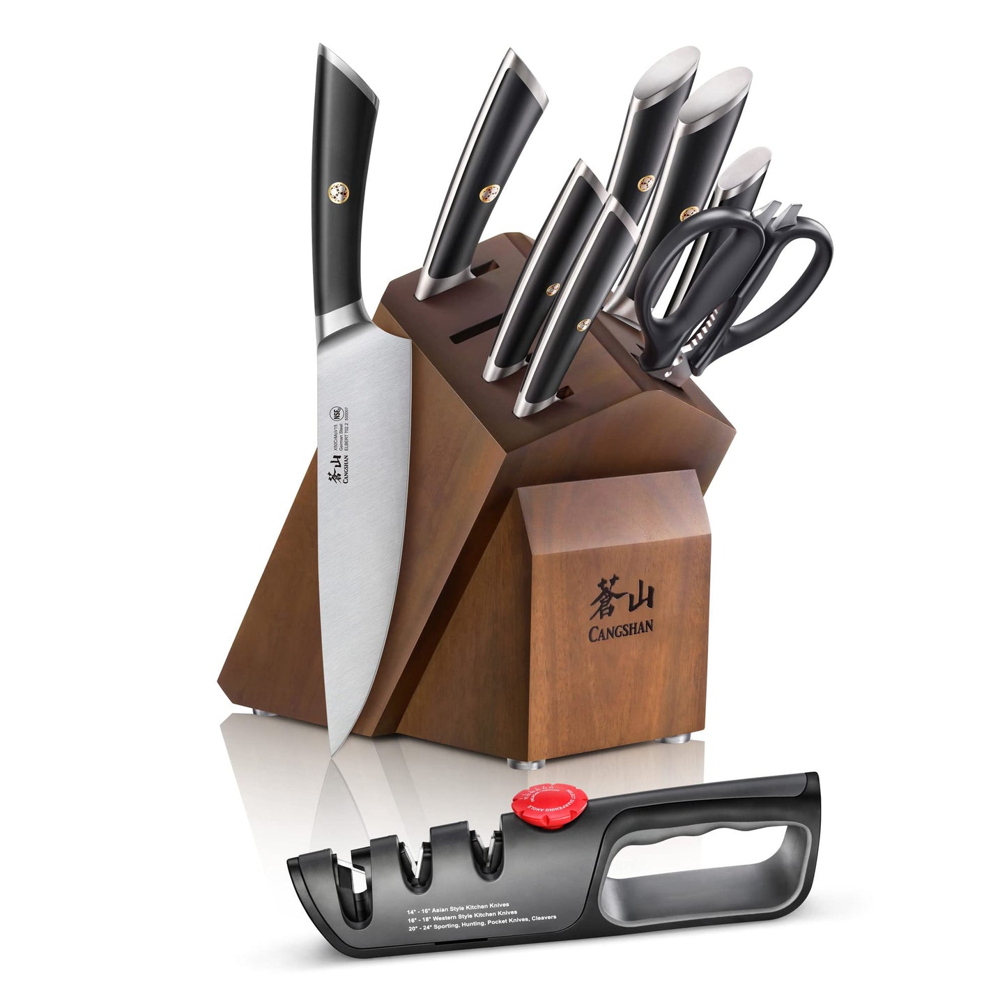 Cangshan ELBERT Series German Steel Forged Knife Block Sets (10-Piece, Black)