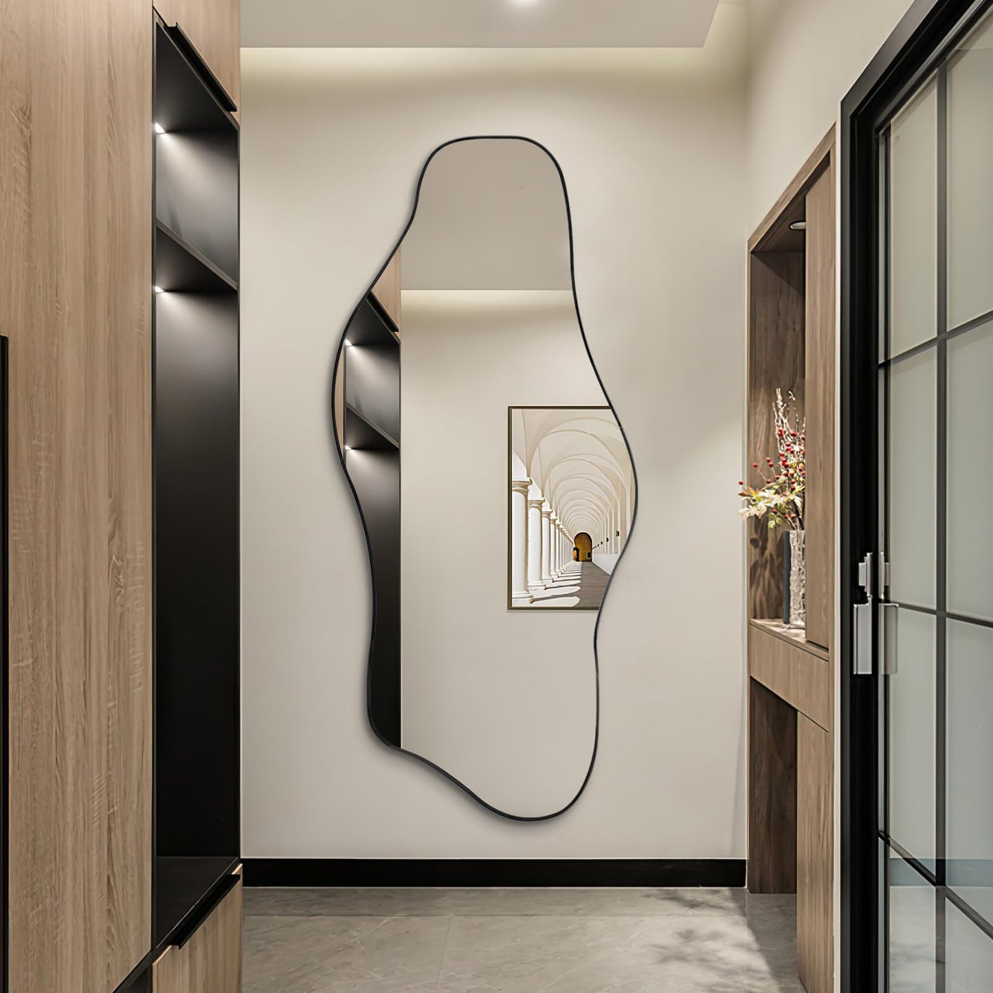 DAOYIJIAJU Irregular Mirror Full Length, 67"x31" Asymmetrical Tempered Glass Mirrors, Modern Large Organic Frameless Mirrors for Living Room Bedroom Hallway Entryway, Horizontal or Vertical Hanging