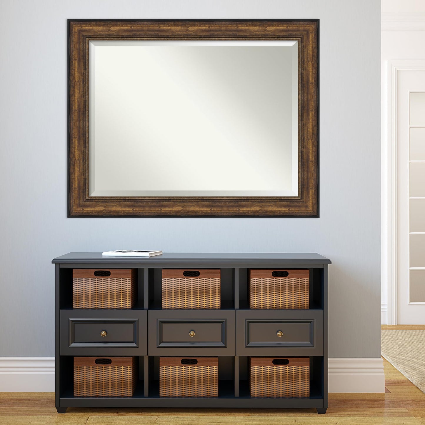 Amanti Art Bronze Wall Mirror 38x48 Ballroom Bronze Rectangle Bathroom Mirror for Wall Decor Living Room, X-Large Traditional Frame, Hangs Horizonally and Vertically, Bathroom Decor, Beveled Edge