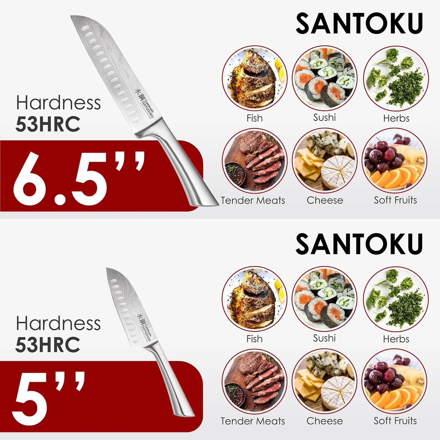 Cuisine::pro Damashiro Knife Block (Hiryu, 10-Piece Set) - Premium Japanese Steel Knife Set with Acacia Wood Block & Tempered Glass Window - Damascus-Inspired Blade