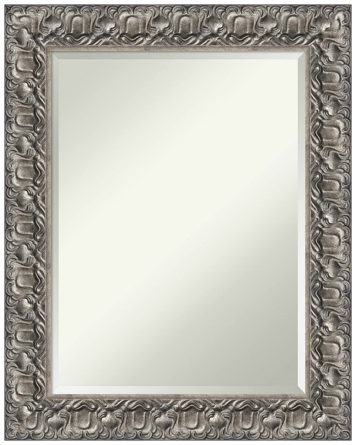 Amanti Art Silver Bathroom Mirror for Over Sink, 30x24 Silver Luxor Rectangle Vanity Mirror, Medium Traditional Wood Frame, Hangs Horizonally and Vertically, Bathroom Wall Decor, Beveled Edge