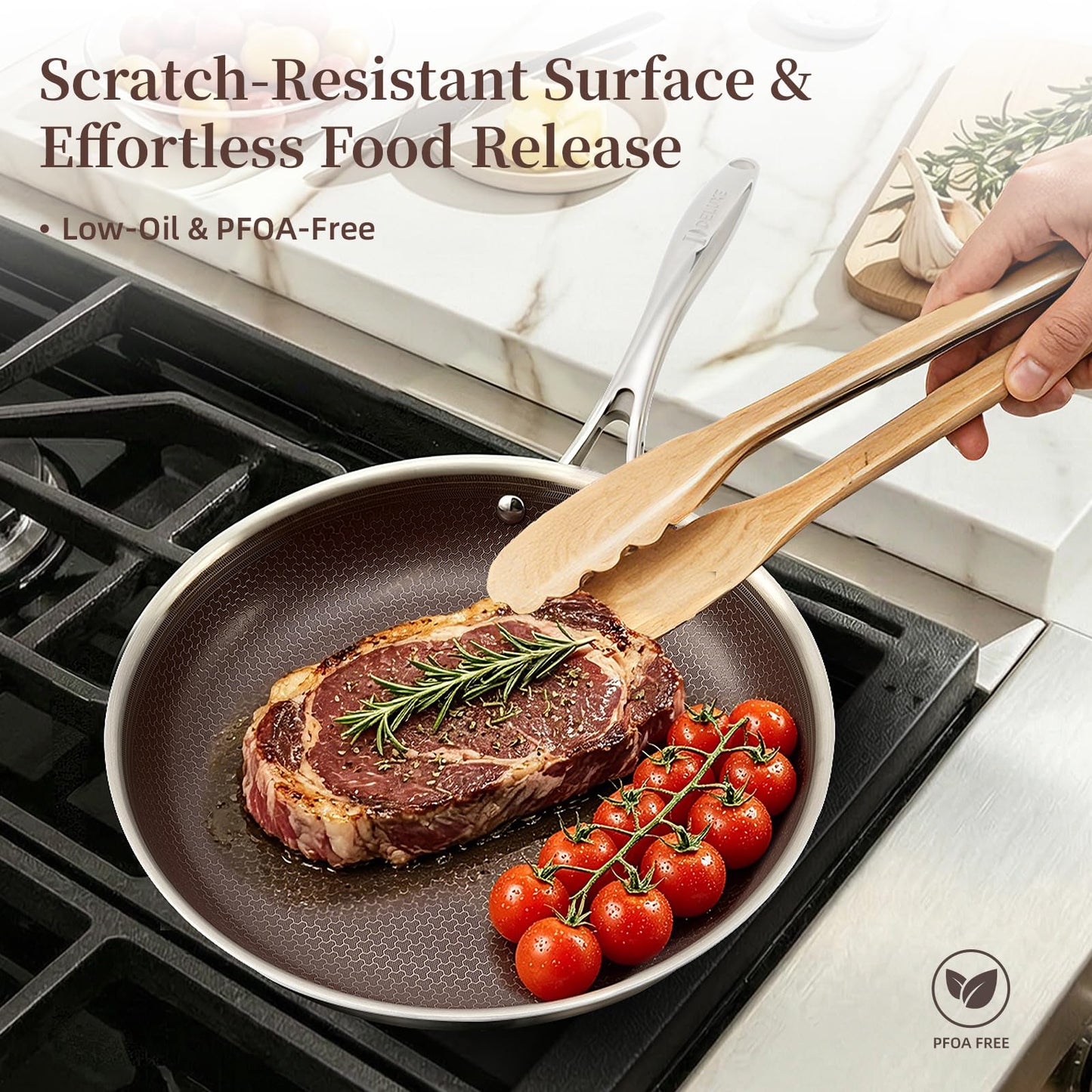 Deluxe 13 Piece Hybrid Ceramic Nonstick Cookware Set-5 PC Frying Pan Set, 6 PC Pot Set, 3.7QT Deep Sauté Pan, Induction Ready, PFOA Free Compatible with All Cooktops for Home Daily Cooking (Burgundy)